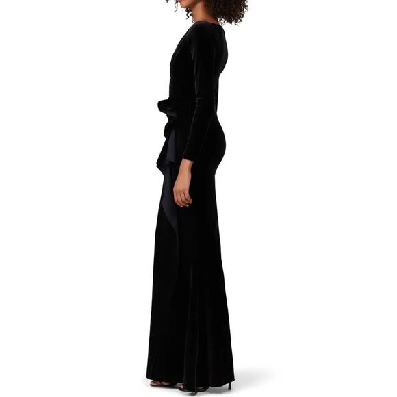 Chiara Boni La Petite Robe Velvet Silveria Gown in Black Size 4 MSRP: $1,090 - Picture 2 of 9